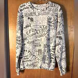 Eleven Paris White and Black Graphic Sweatshirt